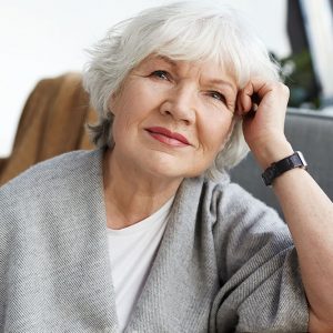 Woman with white hair