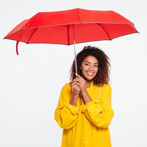 smiling-african-woman-wearing raincoat