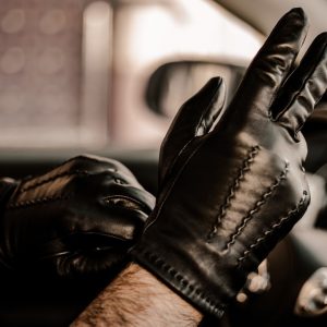 leather black gloves